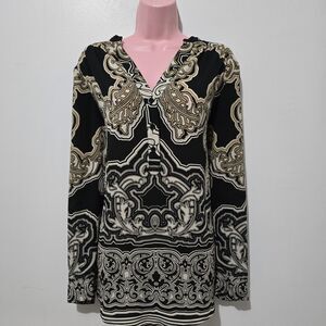 INC International Concepts - Blouse Patterned - Black White Yellow - Size 12